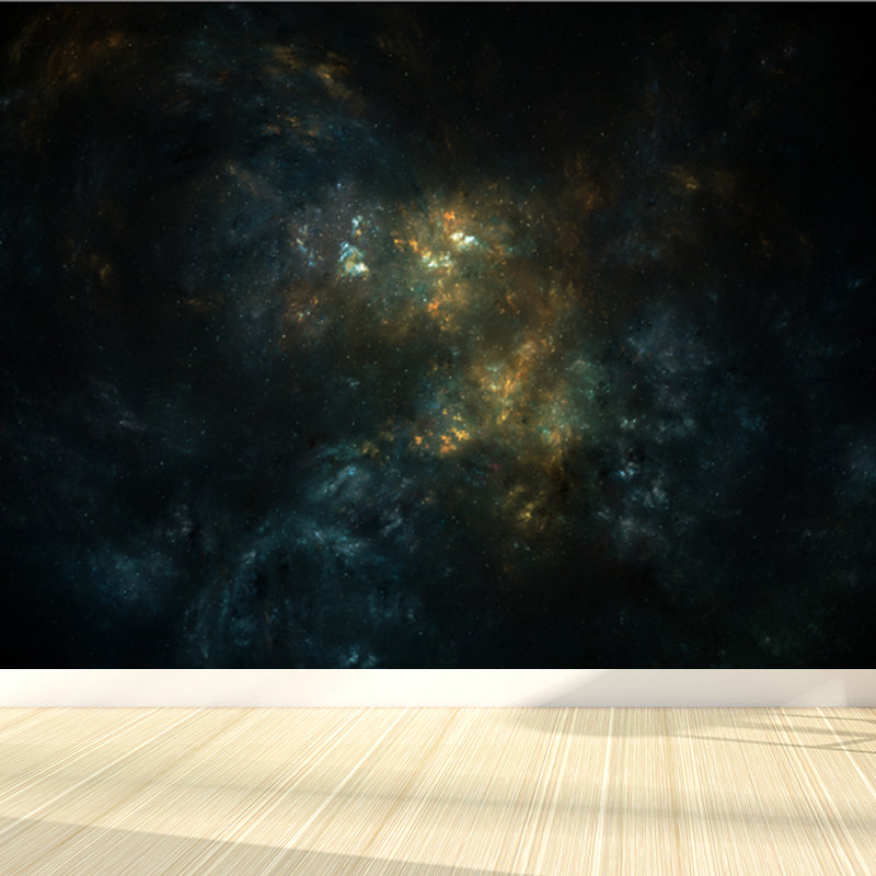 Space Milky Way Mural Wallpaper Contemporary Non-Woven Cloth Wall Art in Dark Color