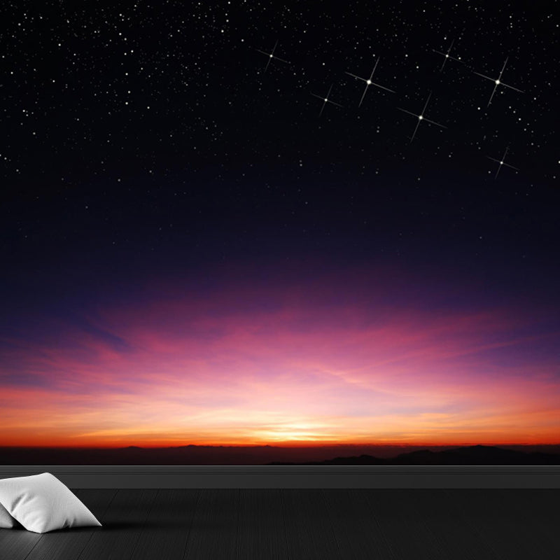 Photography Starry Night Mural Wallpaper Full Size Wall Covering for Room, Custom Print