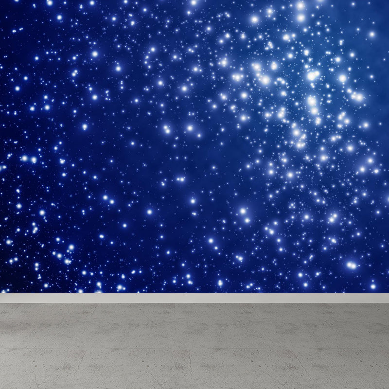 Night and Star Sky Mural Modern Smooth Wall Art in Dark Color for Children Bedroom