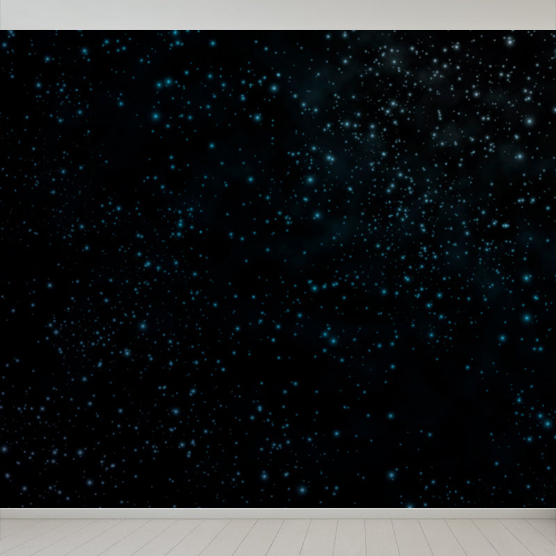 Night and Star Sky Mural Modern Smooth Wall Art in Dark Color for Children Bedroom