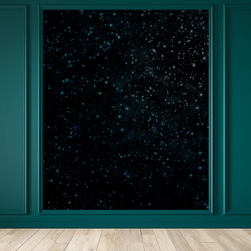 Night and Star Sky Mural Modern Smooth Wall Art in Dark Color for Children Bedroom
