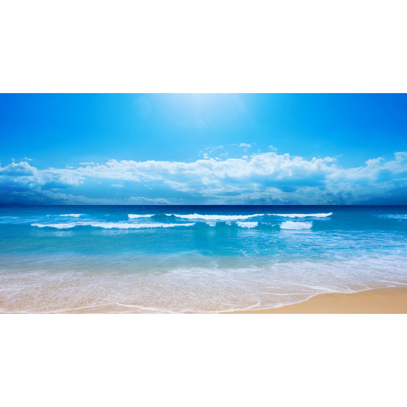 Sea Mural Wallpaper Modernist Tranquil Nature Scenery Wall Covering in Light Color