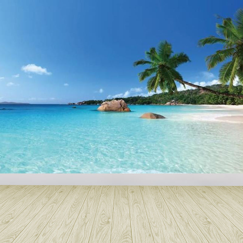 Sea Mural Wallpaper Modernist Tranquil Nature Scenery Wall Covering in Light Color