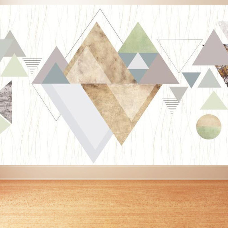 Geometric Triangle Wall Paper Mural Modern Non-Woven Cloth Wall Covering for Living Room