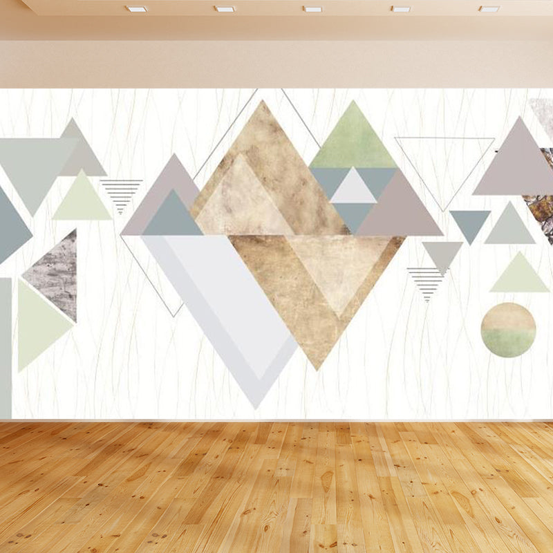 Geometric Triangle Wall Paper Mural Modern Non-Woven Cloth Wall Covering for Living Room