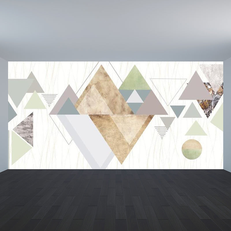 Geometric Triangle Wall Paper Mural Modern Non-Woven Cloth Wall Covering for Living Room