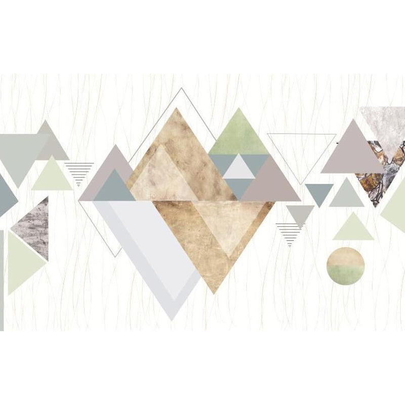 Geometric Triangle Wall Paper Mural Modern Non-Woven Cloth Wall Covering for Living Room