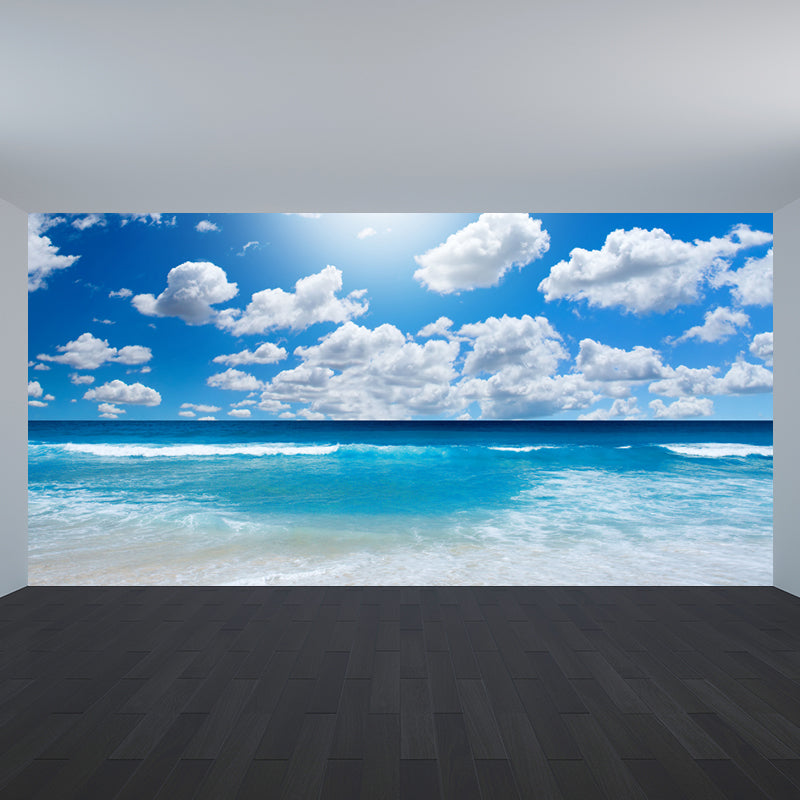 Modern Serene Sky Mural Wallpaper Non-Woven Stain-Proof Light Color Wall Art for Boys Room