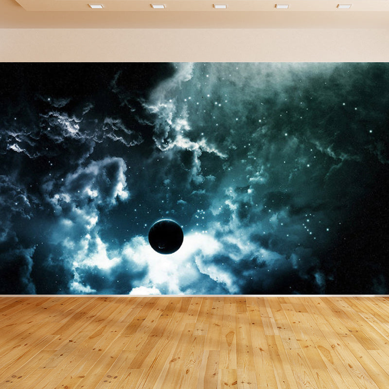 Contemporary Sky Wall Mural Non-Woven Textured Stain Resistant Light Color Wall Art for Playroom