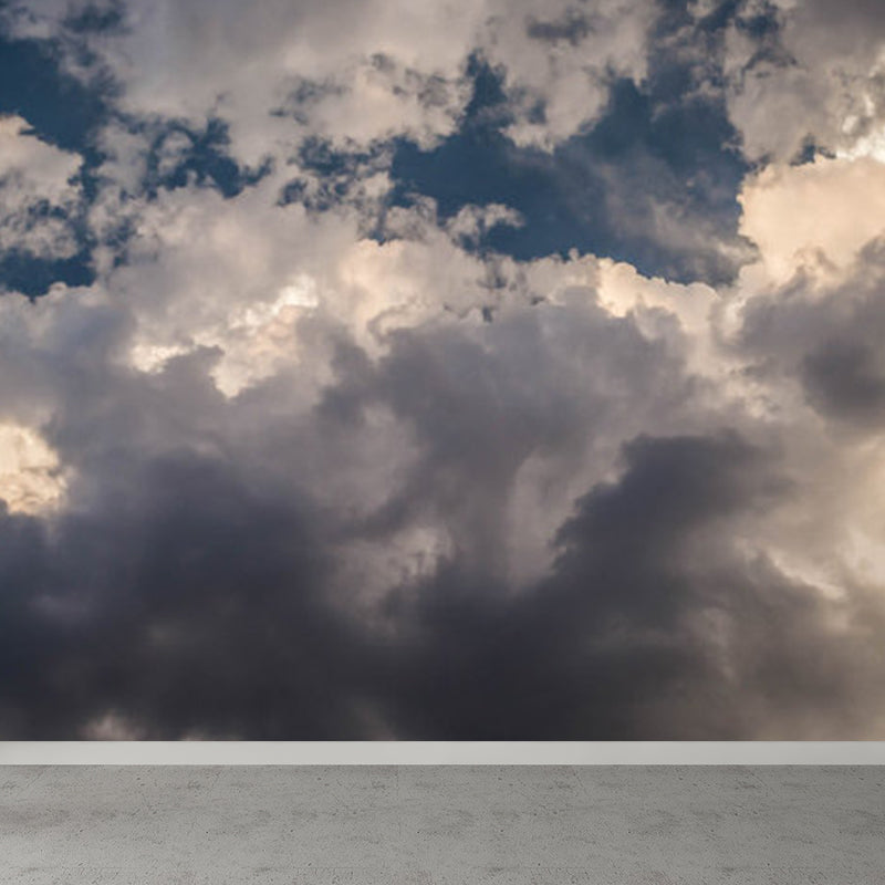 Soft Color Contemporary Mural Decal Giant Sky View Wall Covering for Living Room