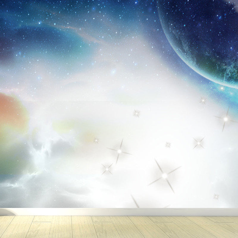 Stain Resistant Cloud View Mural Non-Woven Cloth Contemporary Wall Covering for Kitchen