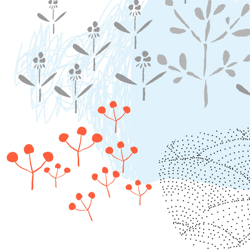 Pastel Plants Drawing Mural Decal Botanical Childrens Art Wall Decor for Nursery