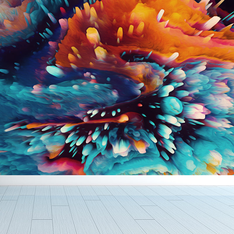 Modern Abstract Blossom Wall Mural Dark Color Moisture Resistant Wall Art for Bedroom