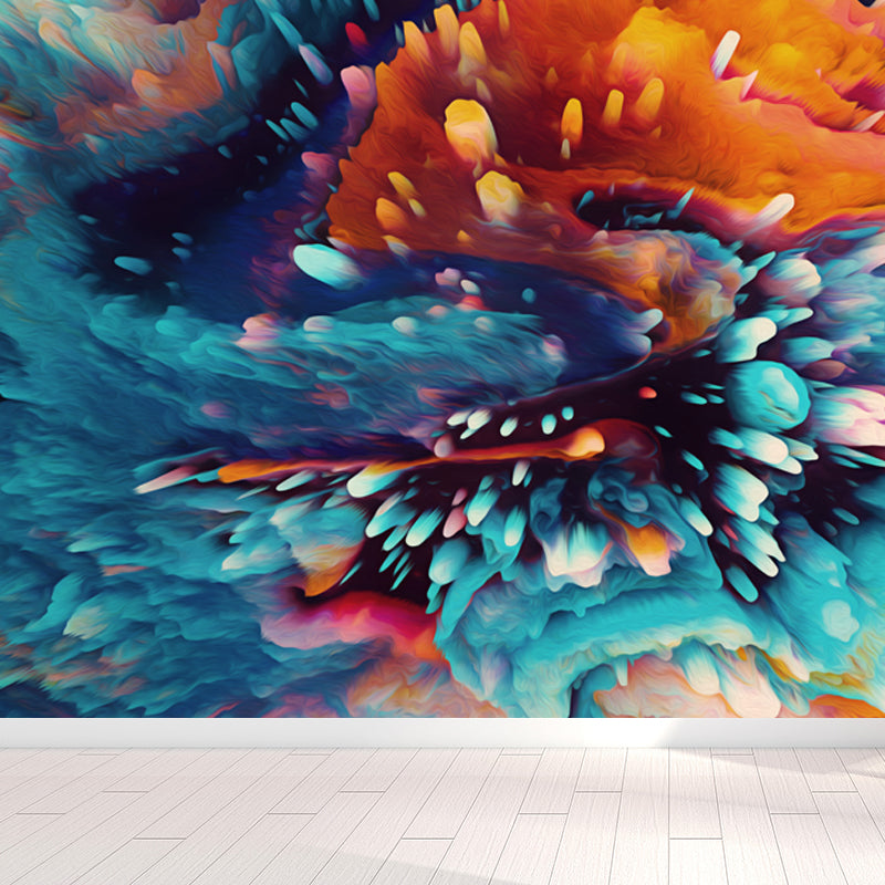 Modern Abstract Blossom Wall Mural Dark Color Moisture Resistant Wall Art for Bedroom