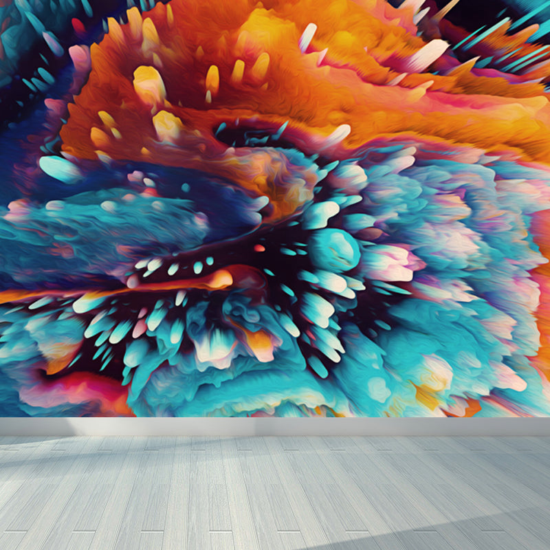 Modern Abstract Blossom Wall Mural Dark Color Moisture Resistant Wall Art for Bedroom