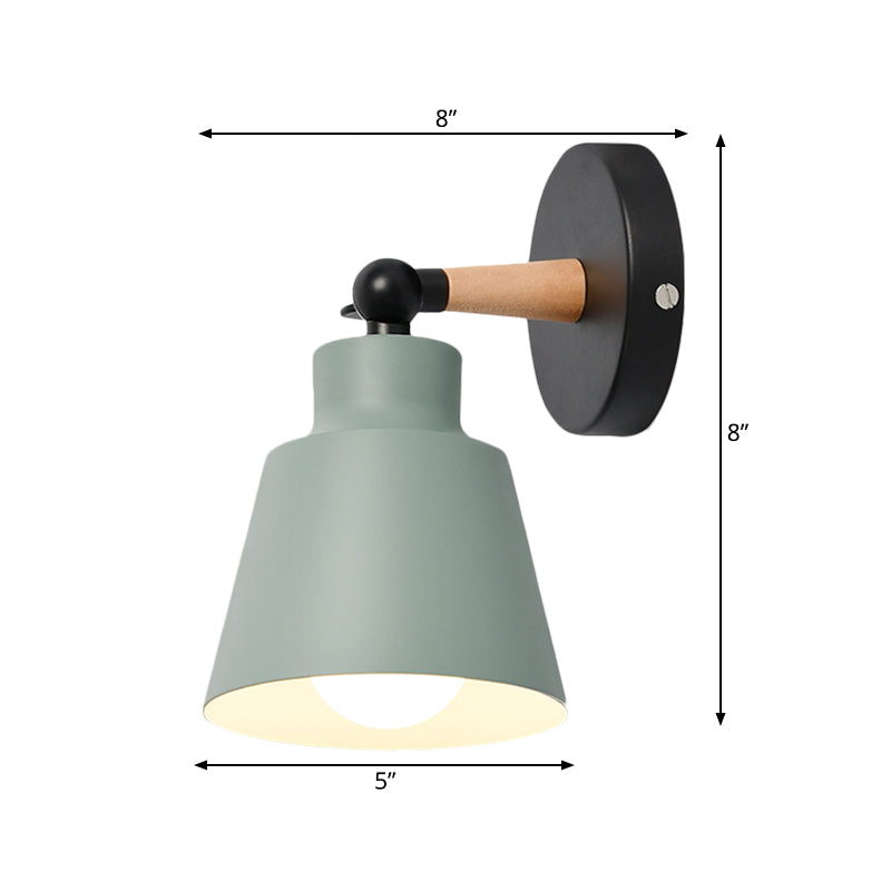 Macaron Colored Bucket Wall Sconce Rotatable One Light Metal Sconce Light for Living Room