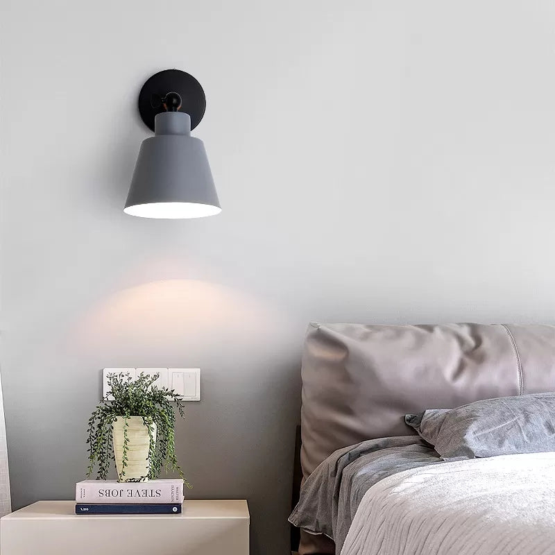 Macaron Colored Bucket Wall Sconce Rotatable One Light Metal Sconce Light for Living Room