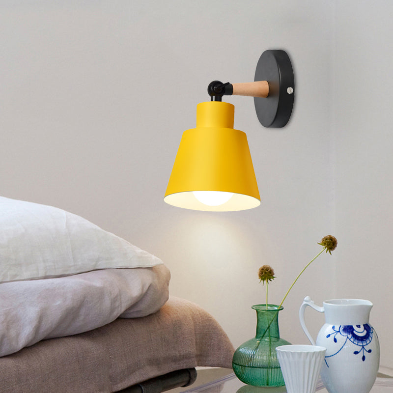 Macaron Colored Bucket Wall Sconce Rotatable One Light Metal Sconce Light for Living Room