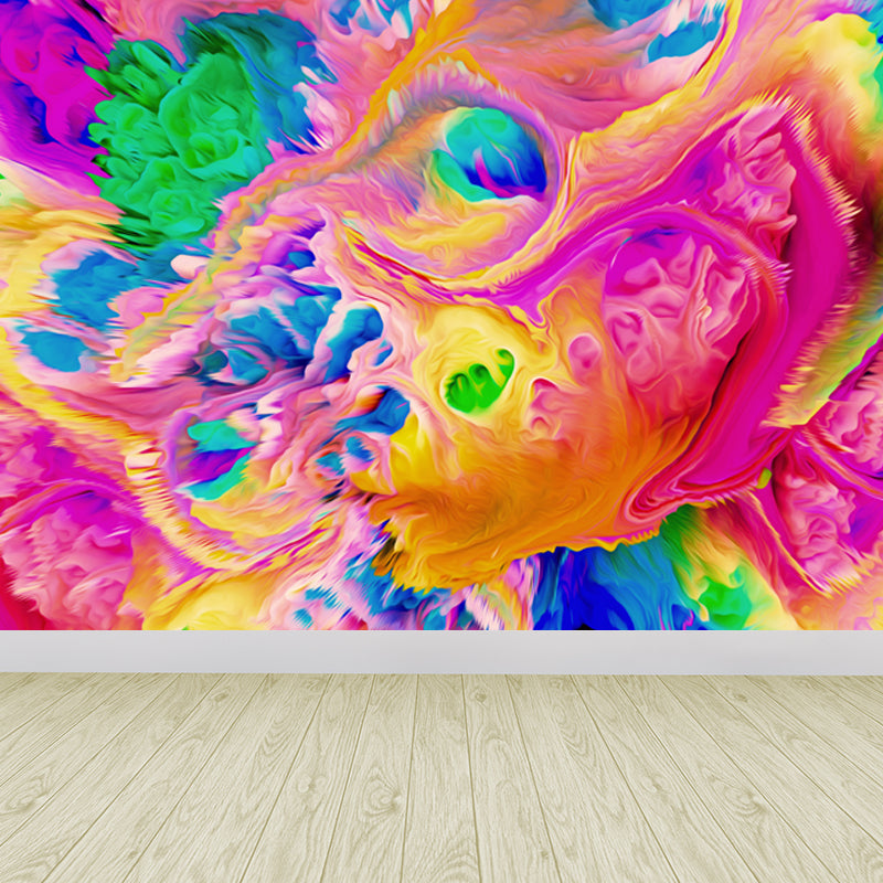 Contemporary Abstract Wallpaper Mural Multicolored Living Room Wall Art, Personalized Size