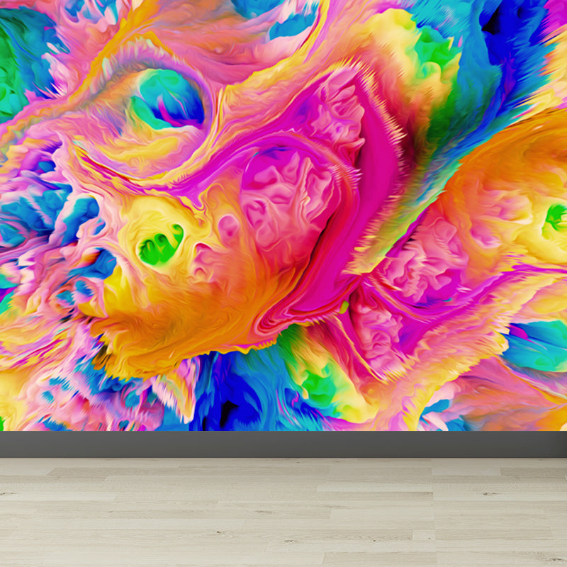 Contemporary Abstract Wallpaper Mural Multicolored Living Room Wall Art, Personalized Size