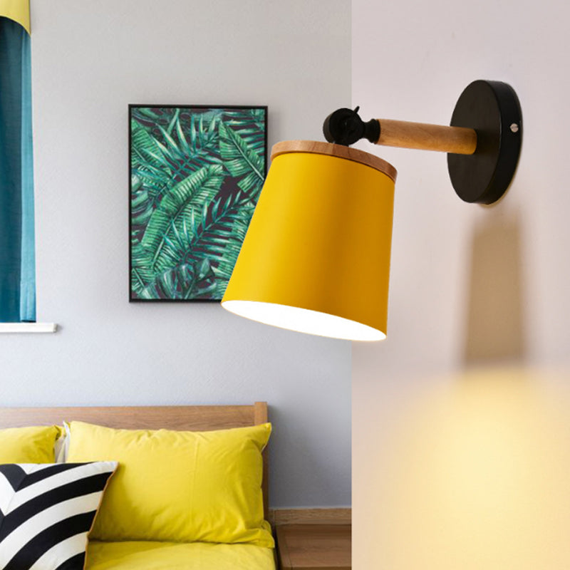 Single Light Trapezoid Sconce Light Rotatable Macaron Loft Metal Wall Lamp for Bedside