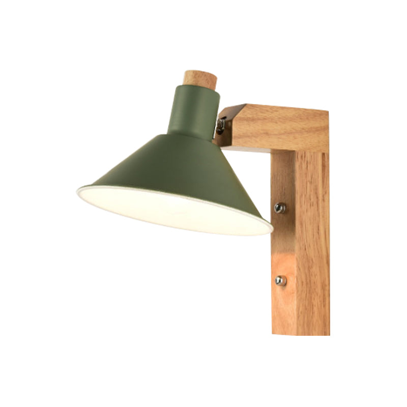 Funnel Study Room Wall Sconce Wood Metal 1 Light Nordic Stylish Undertint Wall Light