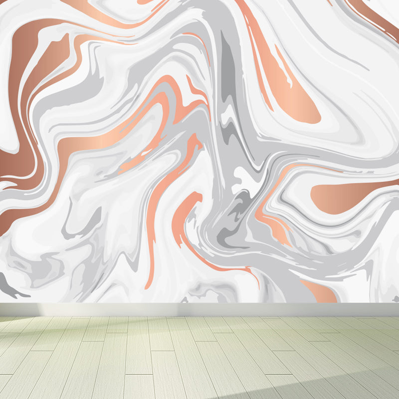 Wavy Patterned Wall Mural Decal Soft Color Modern Wall Covering for Teenage Bedroom