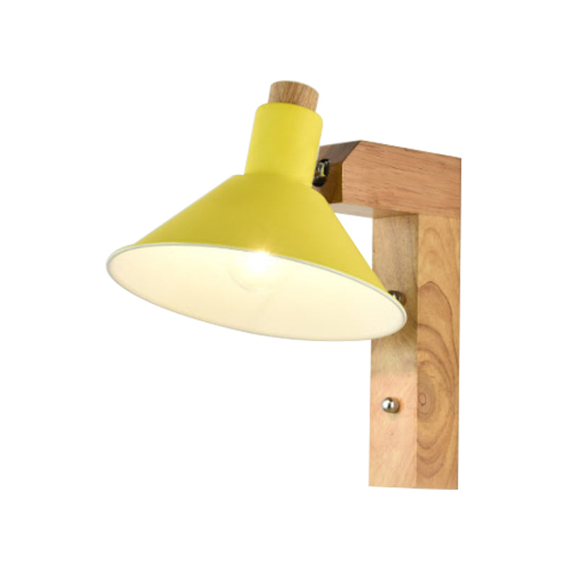 Funnel Study Room Wall Sconce Wood Metal 1 Light Nordic Stylish Undertint Wall Light