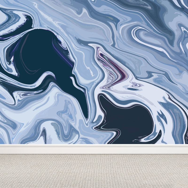 Wavy Patterned Wall Mural Decal Soft Color Modern Wall Covering for Teenage Bedroom