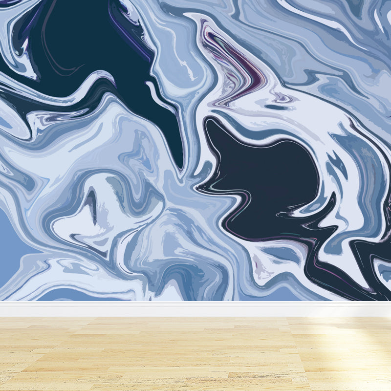 Wavy Patterned Wall Mural Decal Soft Color Modern Wall Covering for Teenage Bedroom