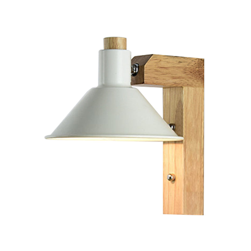 Funnel Study Room Wall Sconce Wood Metal 1 Light Nordic Stylish Undertint Wall Light