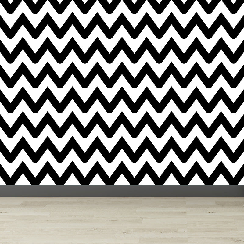 Whole Geometric Shapes Wallpaper Mural Black and White Non-Woven Wall Covering for Decor, Custom
