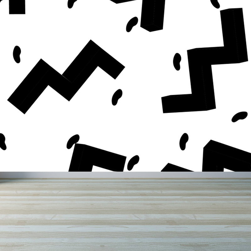 Math and Geometry Wall Mural Black and White Modern Wall Art for Child Room, Made to Measure