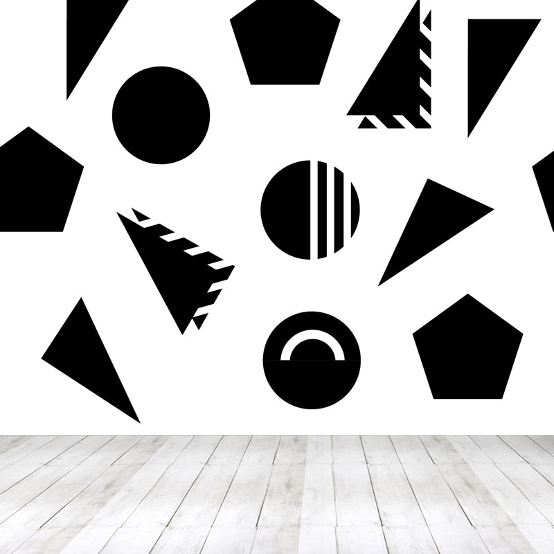 Math and Geometry Wall Mural Black and White Modern Wall Art for Child Room, Made to Measure