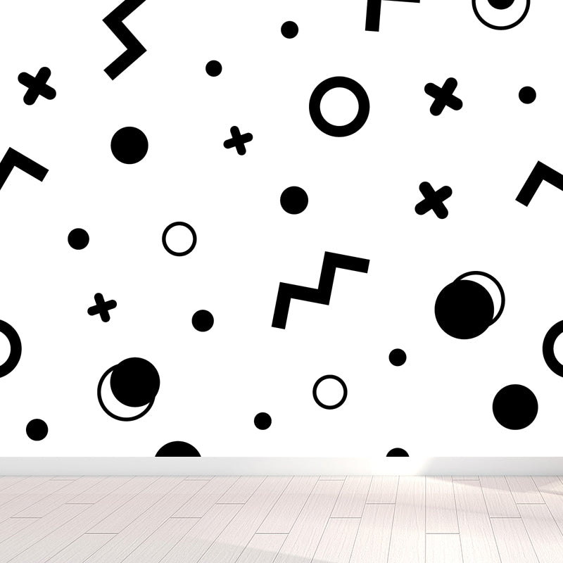 Math and Geometry Wall Mural Black and White Modern Wall Art for Child Room, Made to Measure