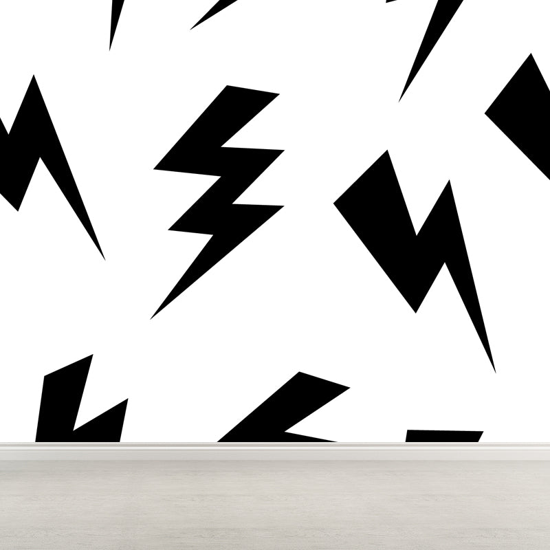 Huge Illustration Modern Wallpaper Mural with Geometrical Pattern in Black and White