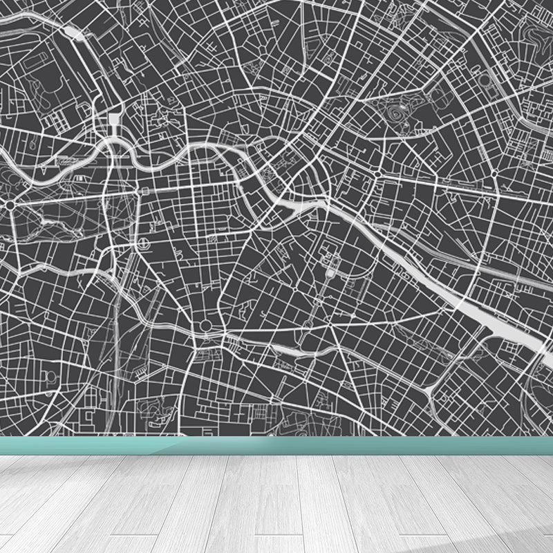 District Map Print Mural Decal Contemporary Washable Boys Bedroom Wall Decor, Customized