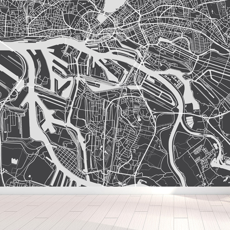 District Map Print Mural Decal Contemporary Washable Boys Bedroom Wall Decor, Customized