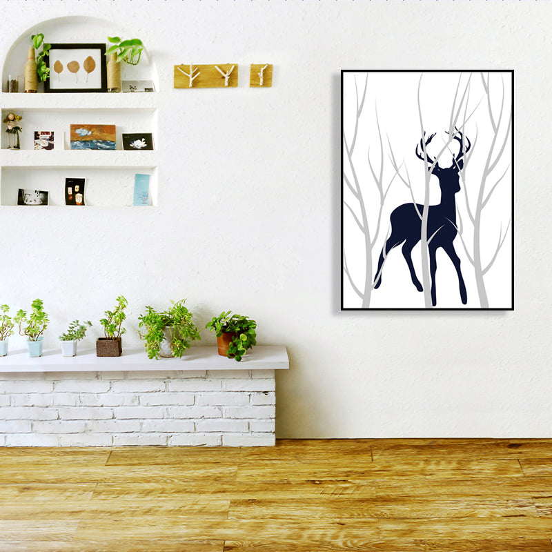 Toile d'art avec Silhouette de cerf pour enfants, décoration murale texturée de couleur foncée pour l'intérieur de la maison