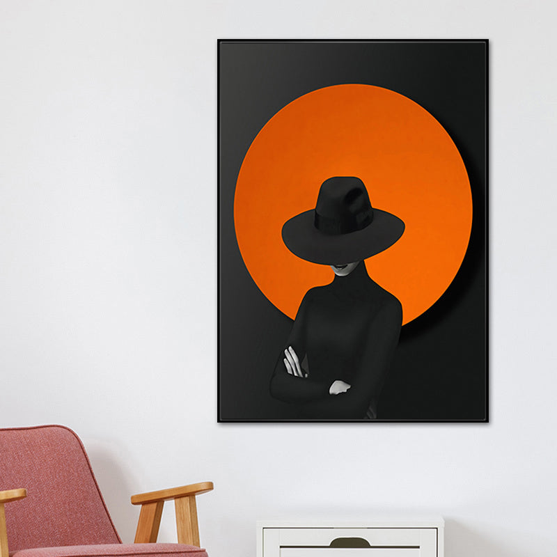 Soft Color Stylish Girl Canvas Contemporary Textured Wall Art Decor for Living Room