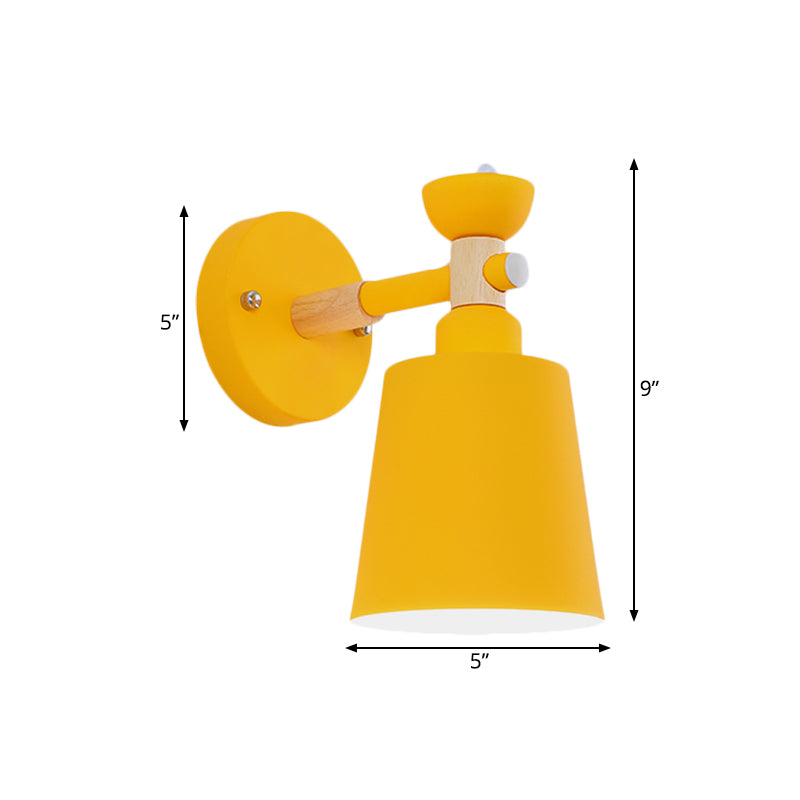 Rotatable Nordic Style Sconce Light with Bucket One Light Metal Wall Lamp for Adult Bedroom