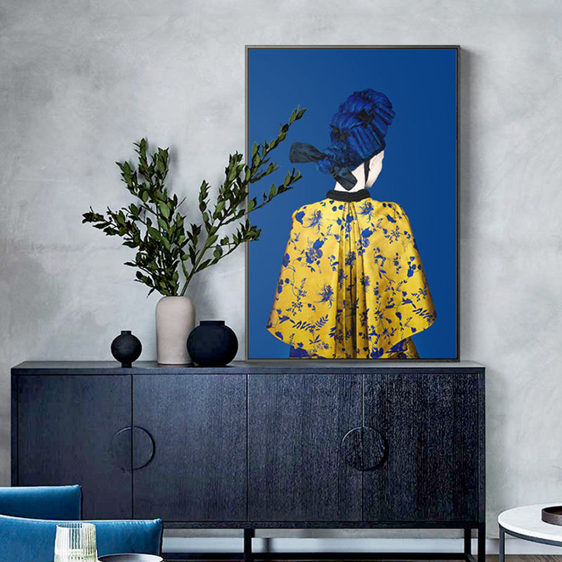 Glam Style Girl Back Painting Canvas Lichte kleurenfotografie Muurdecoratie, meerdere maten