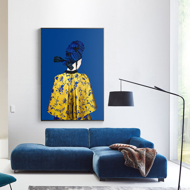 Glam Style Girl Back Painting Canvas Lichte kleurenfotografie Muurdecoratie, meerdere maten