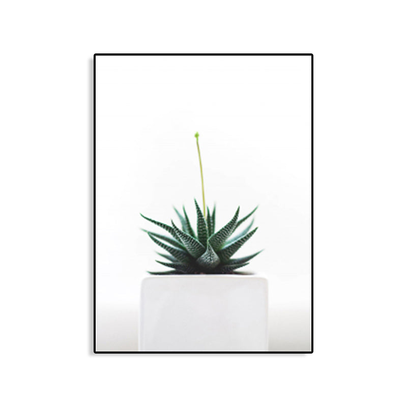 Green Aloe Wall Art Bonsai Modern Style Textured Canvas Print for House Interior