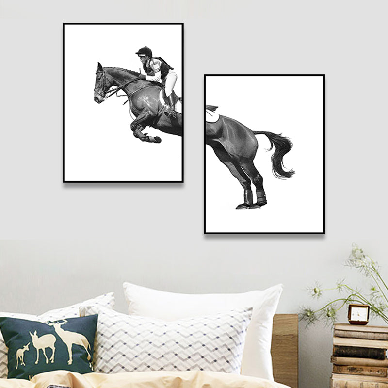 Horseback Riding Woman Canvas Textured Contemporary House Interior Wall Art Decor
