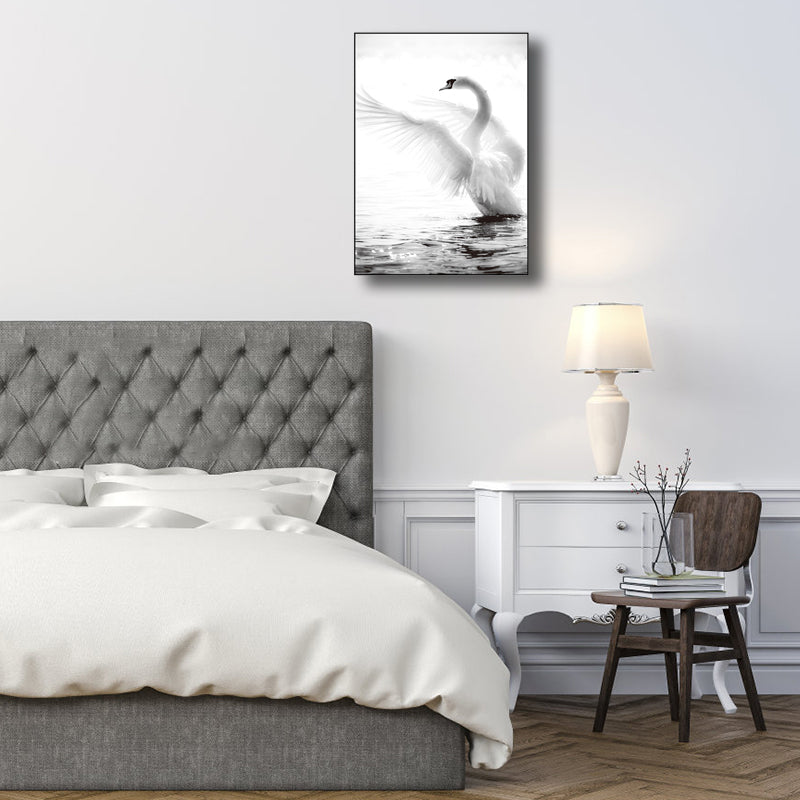 Leinwand-Kunstdruck im Vintage-Stil, Schwanen-Wanddekoration, für Jungenschlafzimmer, in Grau, mehrere Größen
