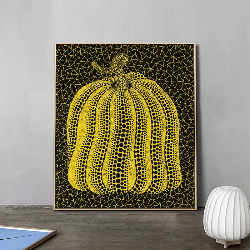 Impression d'art de citrouille d'illustration, décoration murale en toile de couleur foncée pour chambre à coucher, texturée