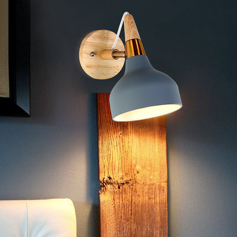 Metal Torch Shaped Wall Light Angle Adjustable 1 Light Nordic Style Sconce Light for Bedside