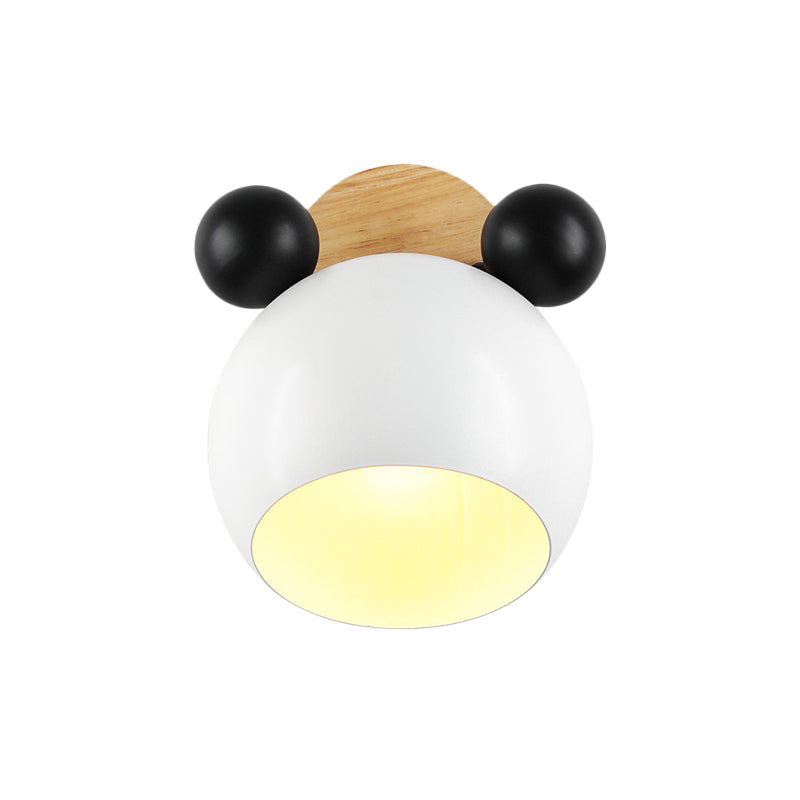 Nordic Style Globe Wall Light Wood & Metal 1 Bulb Wall Sconce for Restaurant Hallway