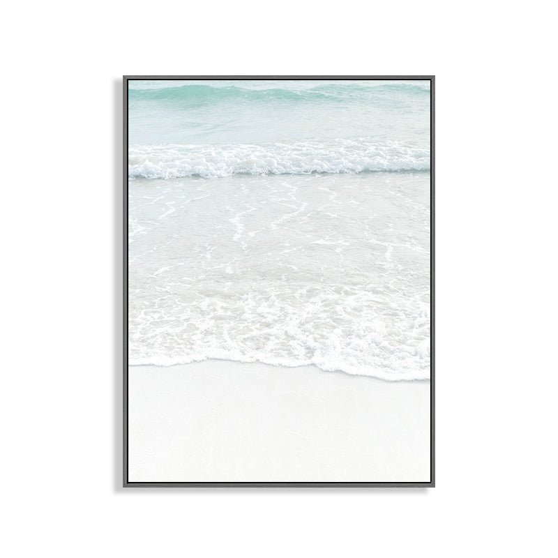 Beige Seawater Wall Art Decor Tropical Style Textured Canvas Print for Dining Room